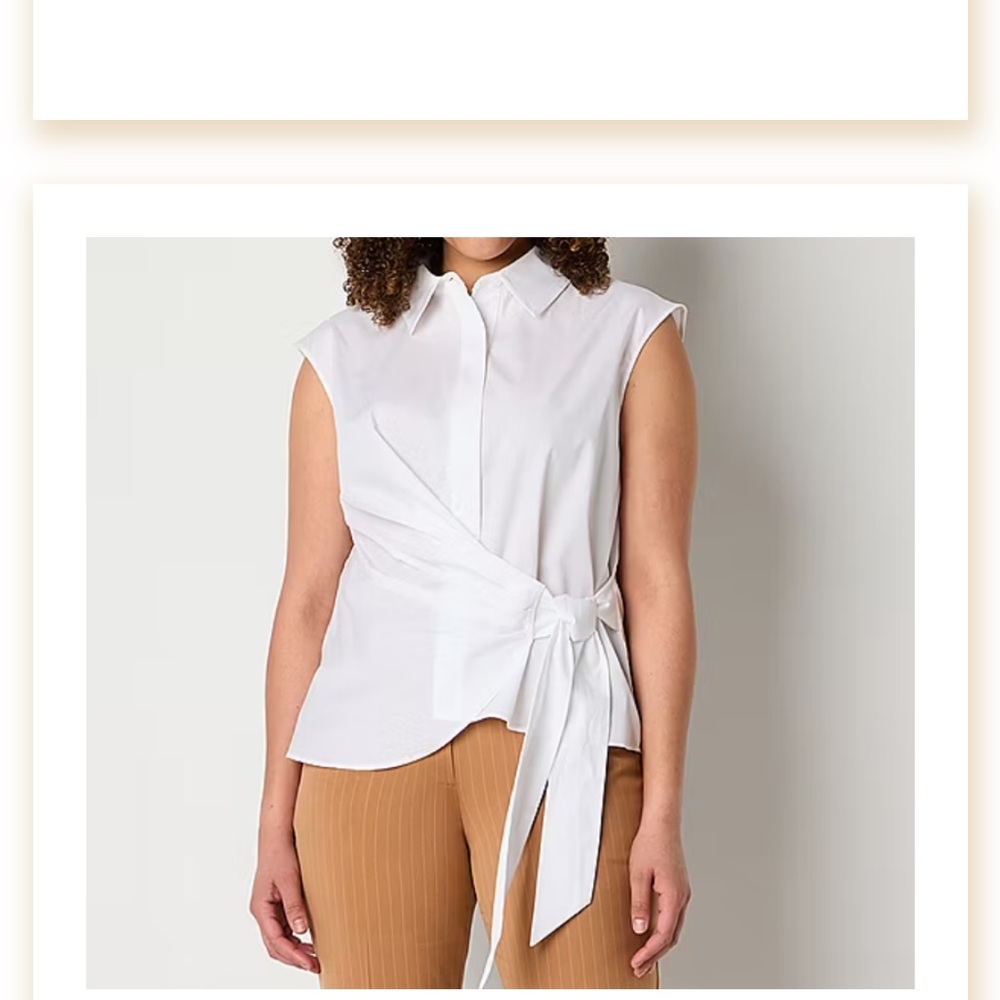 Worthington White Sleeveless Button Down Shirt